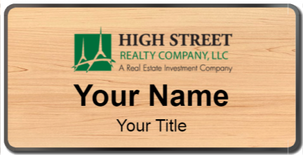 Custom name badges for High Street Realty Company