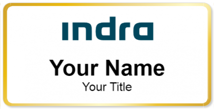 Custom name badges for Indra Sistemas