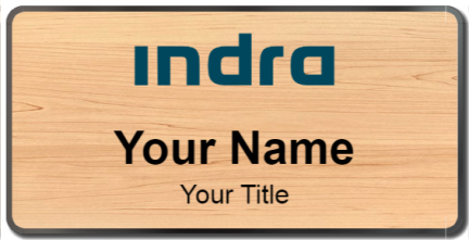 Custom name badges for Indra Sistemas