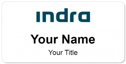 Custom name badges for Indra Sistemas