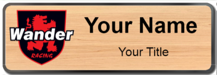 Custom name badges for Wander Racing Lubricants