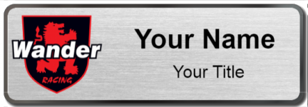 Custom name badges for Wander Racing Lubricants