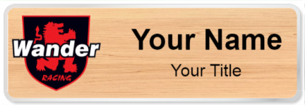 Custom name badges for Wander Racing Lubricants