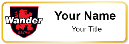 Custom name badges for Wander Racing Lubricants