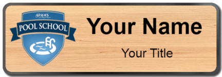 Custom name badges for Leslies Pool School