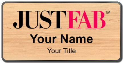 Custom name badges for JUSTFAB