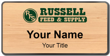 Custom name badges for Russell Feed & Supply
