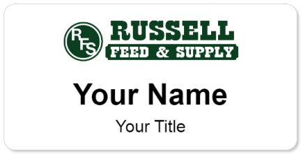 Custom name badges for Russell Feed & Supply