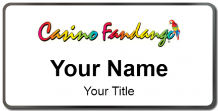 Custom name badges for Casino Fandango