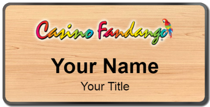 Custom name badges for Casino Fandango