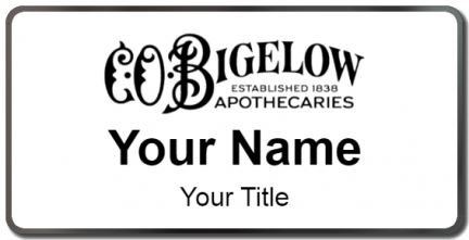 Custom name badges for C O Bigelow Apothecaries