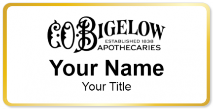 Custom name badges for C O Bigelow Apothecaries