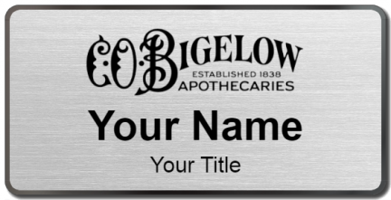 Custom name badges for C O Bigelow Apothecaries