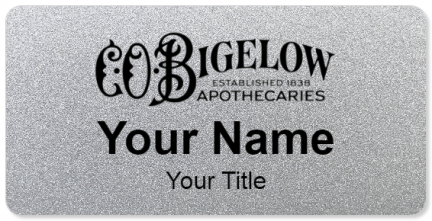 Custom name badges for C O Bigelow Apothecaries