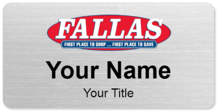Custom name badges for Fallas Stores
