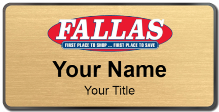Custom name badges for Fallas Stores