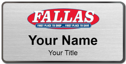 Custom name badges for Fallas Stores