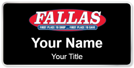 Custom name badges for Fallas Stores
