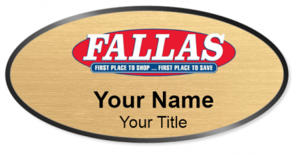 Custom name badges for Fallas Stores