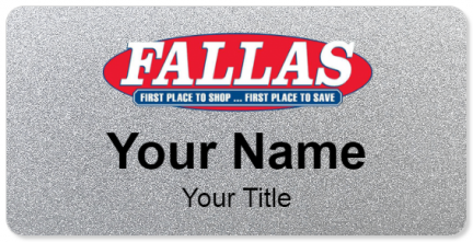 Custom name badges for Fallas Stores