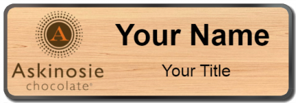 Custom name badges for Askinosie Chocolate