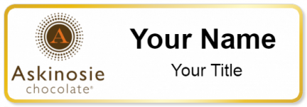 Custom name badges for Askinosie Chocolate