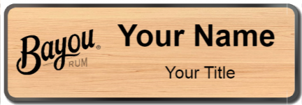 Custom name badges for Bayou Rum