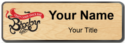 Custom name badges for Bixby Craft Candy Snack Bar