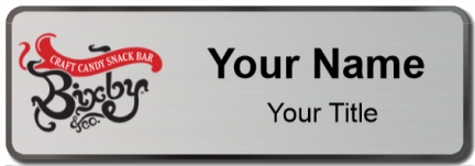 Custom name badges for Bixby Craft Candy Snack Bar