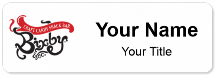 Custom name badges for Bixby Craft Candy Snack Bar