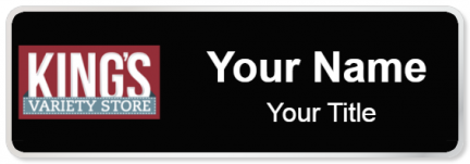 Custom name badges for Kings Variety Store