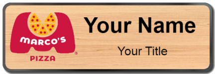 Custom name badges for Marcos Pizza