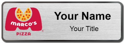 Custom name badges for Marcos Pizza