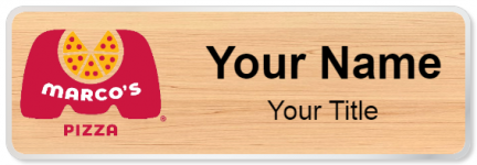Custom name badges for Marcos Pizza