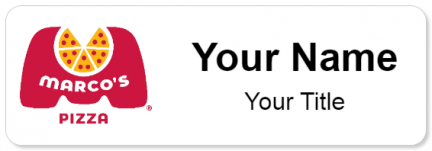 Custom name badges for Marcos Pizza