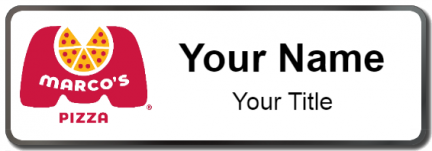 Custom name badges for Marcos Pizza