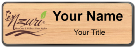 Custom name badges for Nzuro Haircare and Wellness
