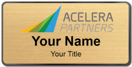 Custom name badges for Acelera Partners