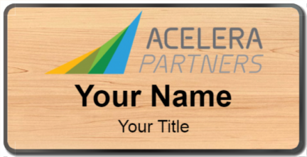 Custom name badges for Acelera Partners