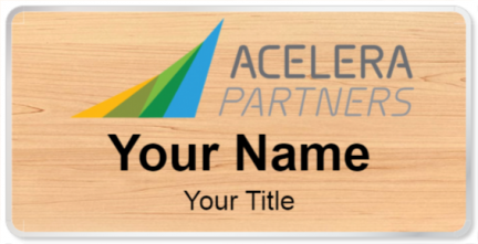 Custom name badges for Acelera Partners