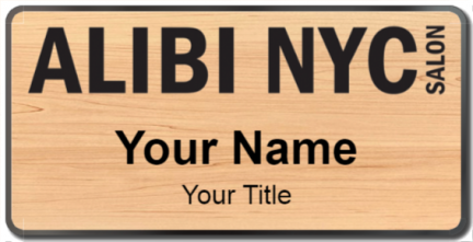 Custom name badges for Alibi NYC Salon