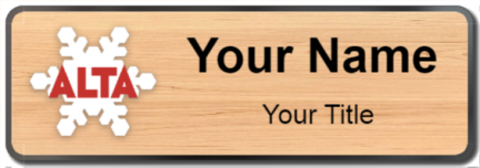 Custom name badges for Alta Ski Shop