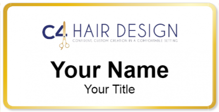 Custom name badges for C4 Hair Design