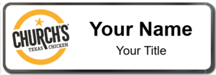 Custom name badges for Churchs Chicken