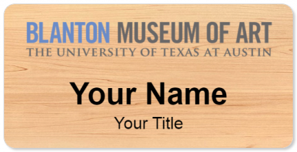 Custom name badges for Blanton Museum of Art