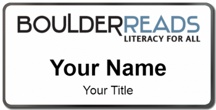 Custom name badges for Boulder Reads
