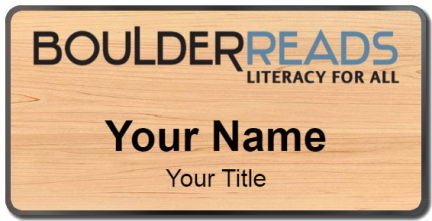 Custom name badges for Boulder Reads