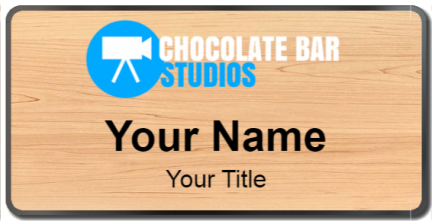 Custom name badges for Chocolate Bar Studios
