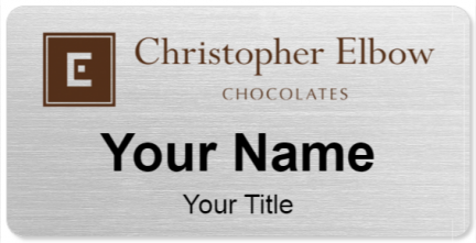 Custom name badges for Christopher Elbow Chocolates