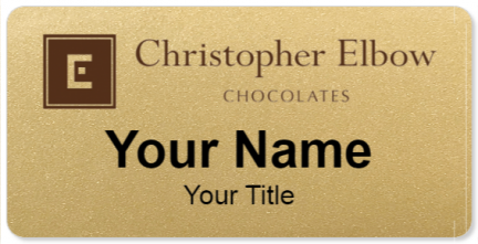 Custom name badges for Christopher Elbow Chocolates